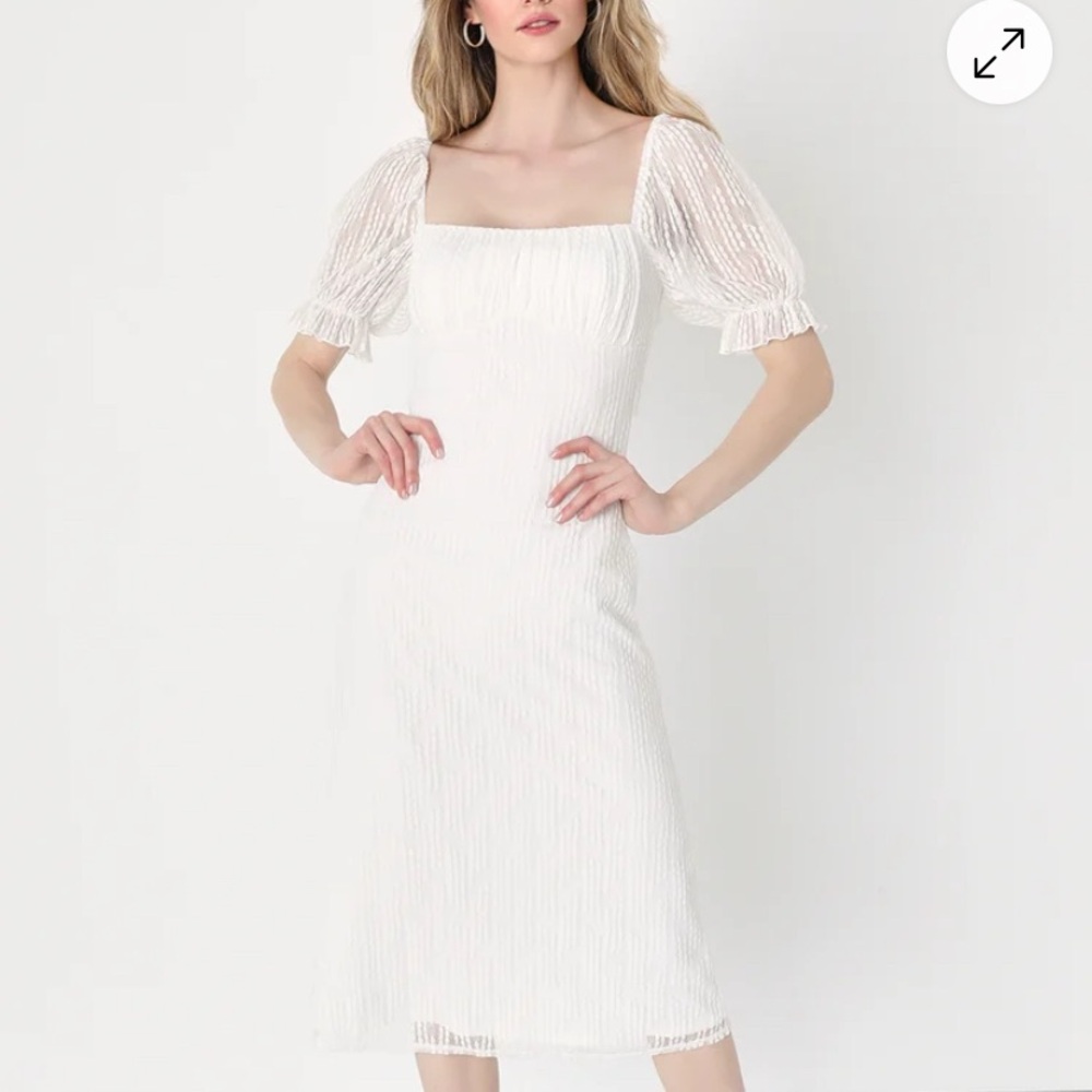Lulus White Dress with Puff Sleeves